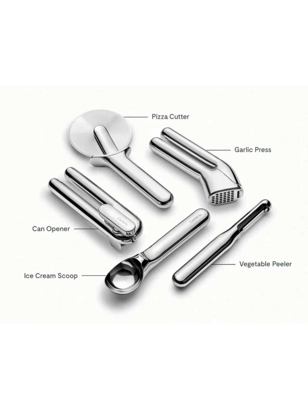 NEW! Caraway 6pc Kitchen Gadget Set: Stainless Steel Utensils Open box.
